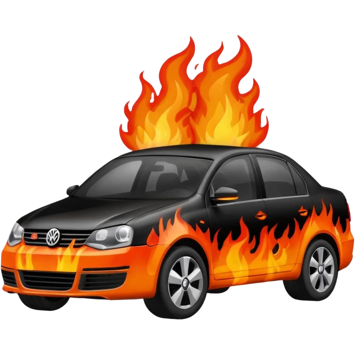 black volkswagen jetta on fire emoji