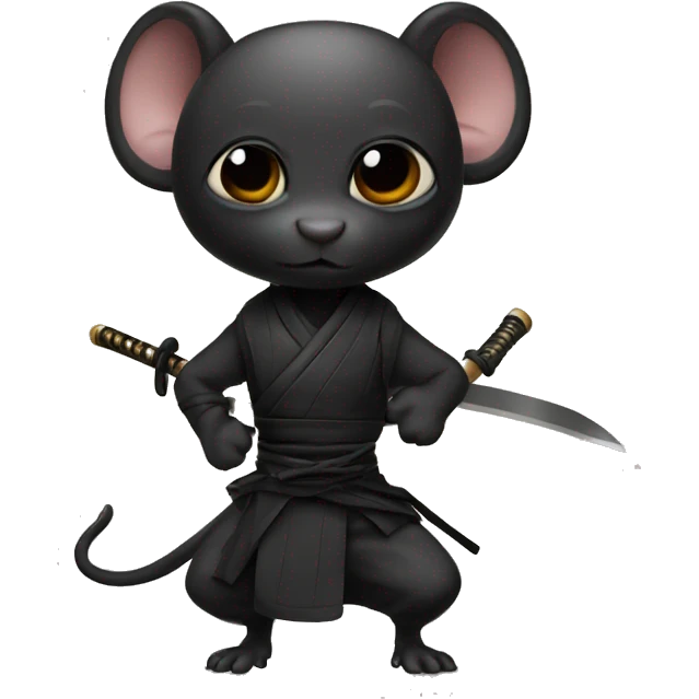 ninja black skin adult rat with katana emoji