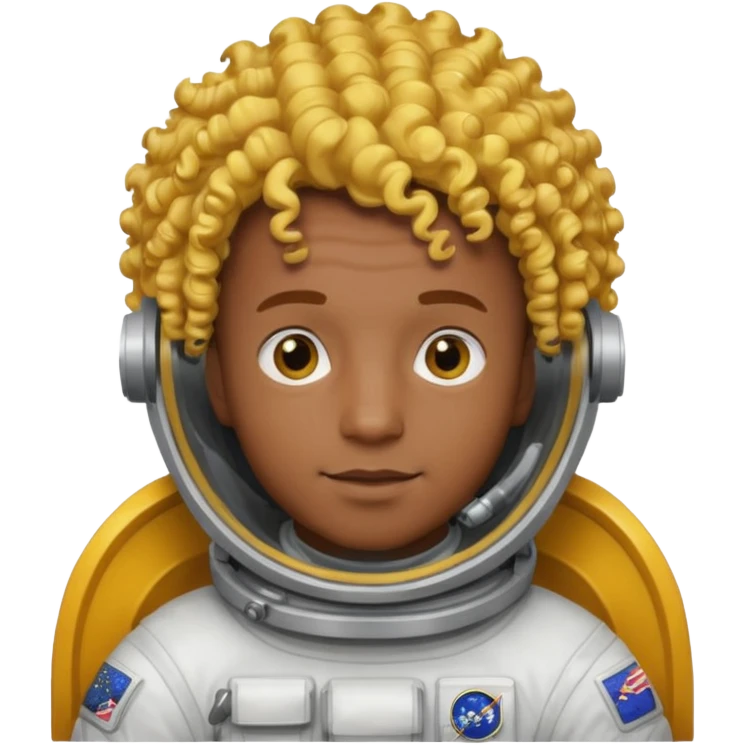 Astronauts, Young, male, dark skin, yellow curly hair emoji