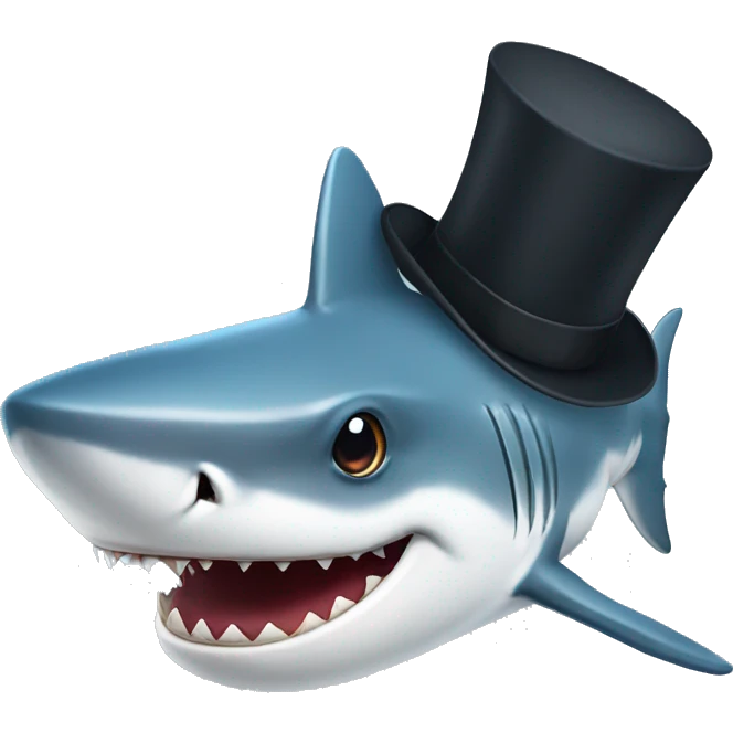 Shark with a top hat emoji