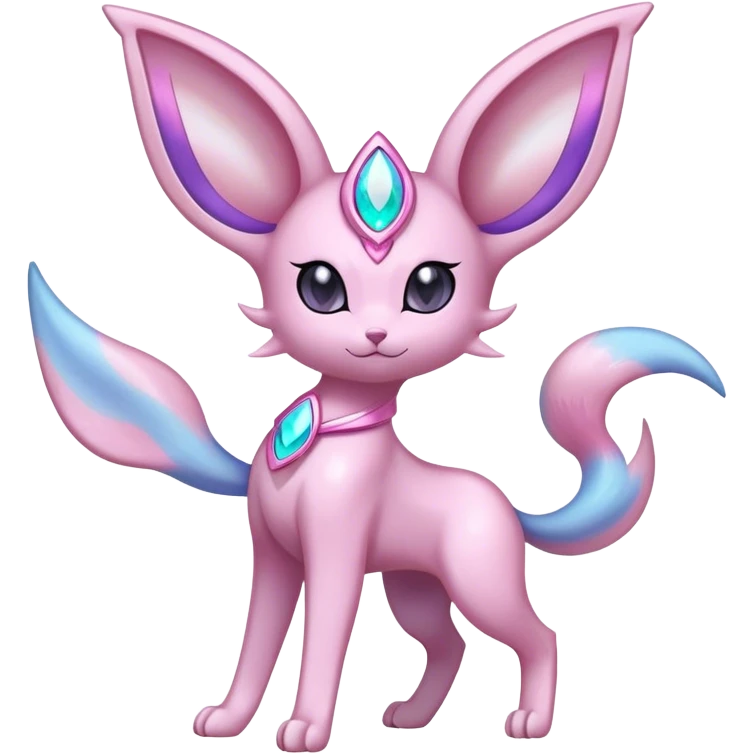 Shiny Cool Sparkly Cute Ethereal Espeon-Sylveon-Fakemon-hybrid-fusion- full body emoji