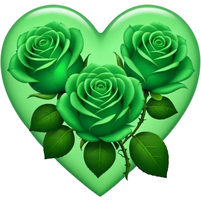 Green Heart with 3 green Roses  emoji