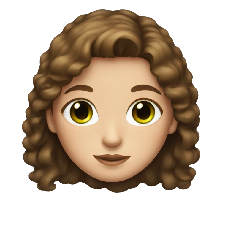 Brown haired girl with green eyes and freckles emoji