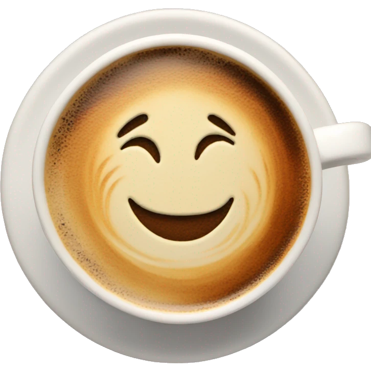 coffee smiling and eyes open and has latte art emoji