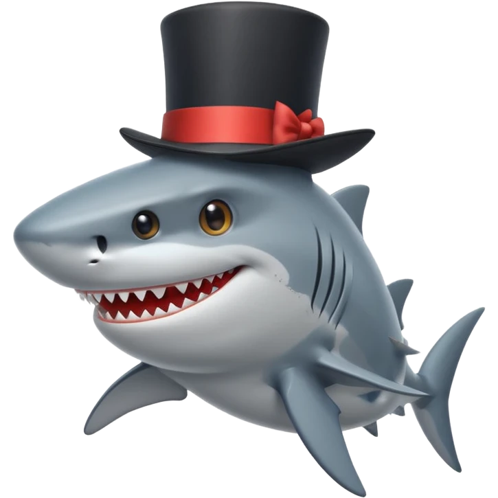 Shark with a top hat emoji