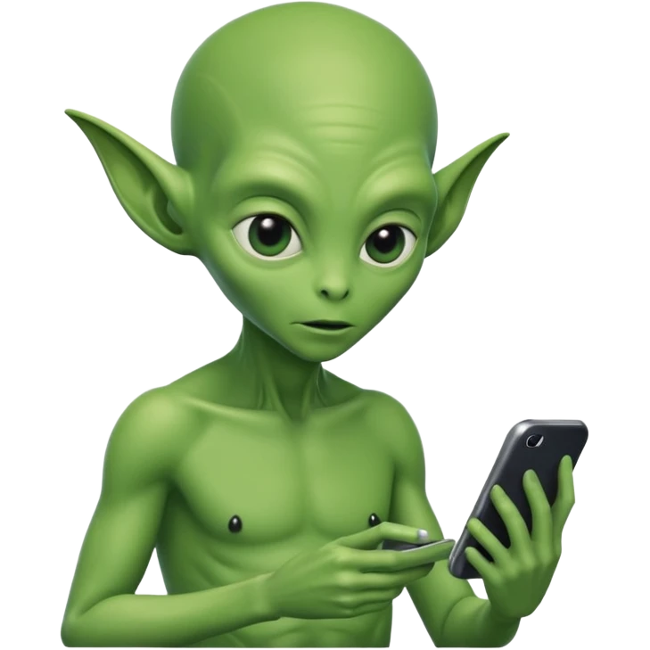 a alienígena digitando o celular emoji