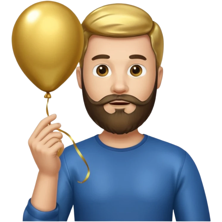 Bearded man hold gold balloon emoji