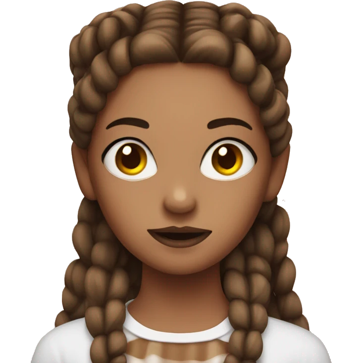 girl with twin brown braids with scary makeup  emoji