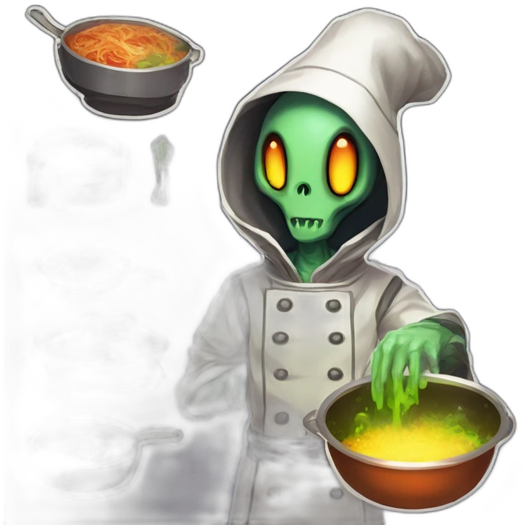alien chef scifi roguelike rpg style inspired by slay the spire digital art emoji