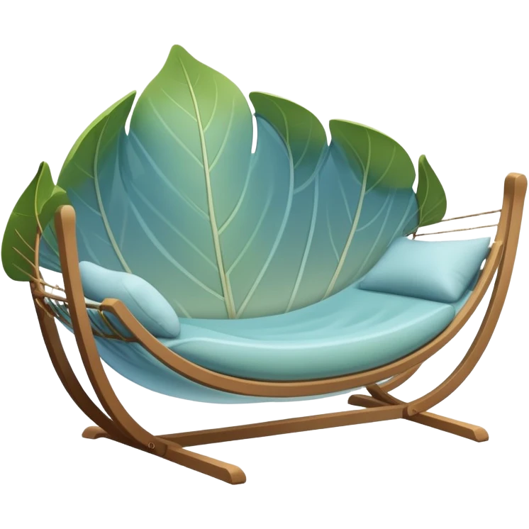 sheltering cradle leaf, translucent, softly curved, floating, gentle green-blue and warm earth colors emoji