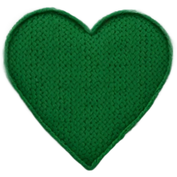 Knitted pattern in the shape of a heart and color is dark green emoji