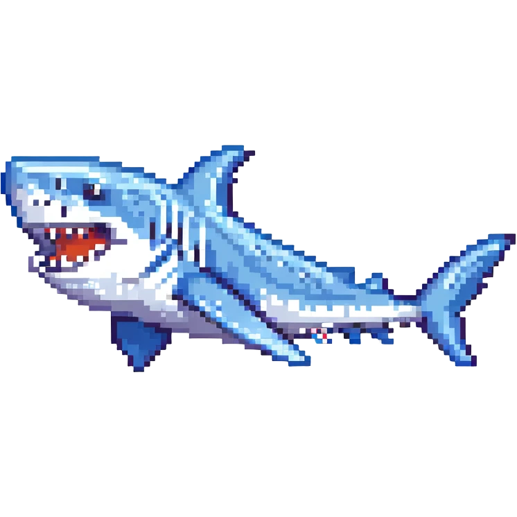 2-legged shark, sideways, smiling, wearing blue Nike sneakers emoji