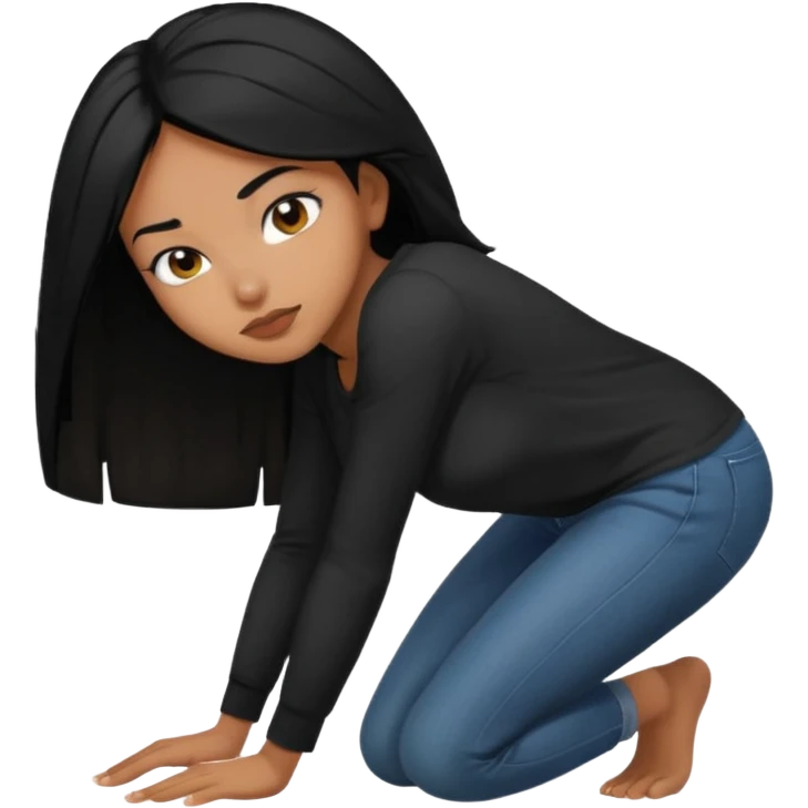 Black hair woman bent over emoji