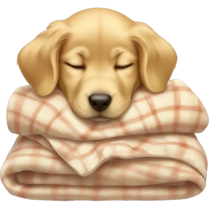 golden retriever puppy sleeping with a blanket emoji