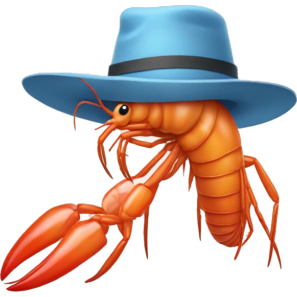 prawn wearing a hat emoji