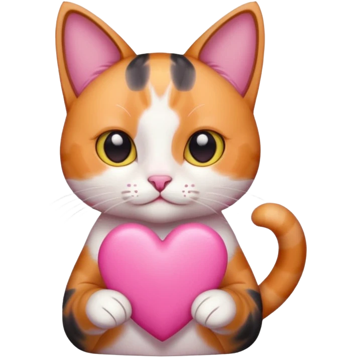 cat holding a pink heart emoji