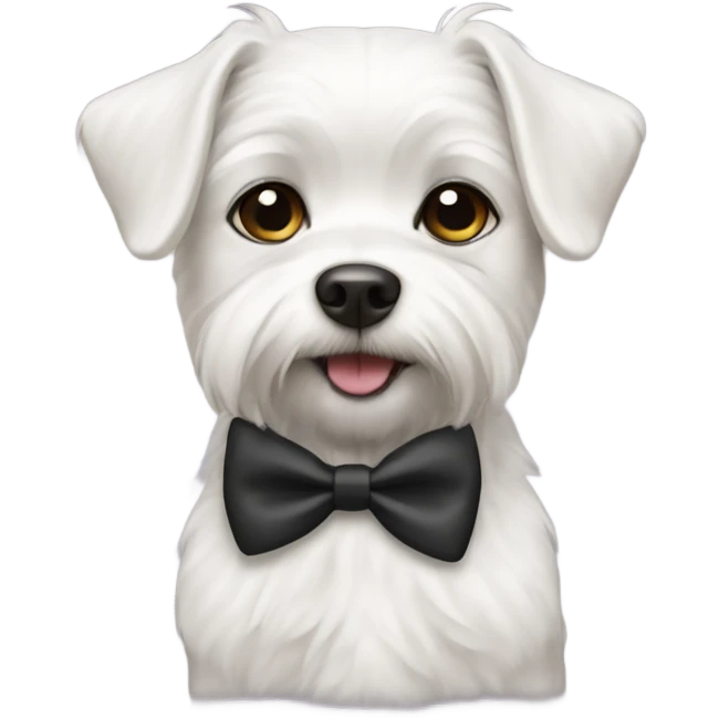 Small white dog wearing bow tie emoji