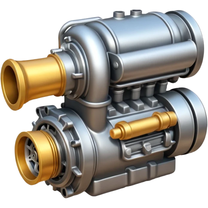 Emoji icon of a turbocharged engine with spark effects and metallic shine emoji