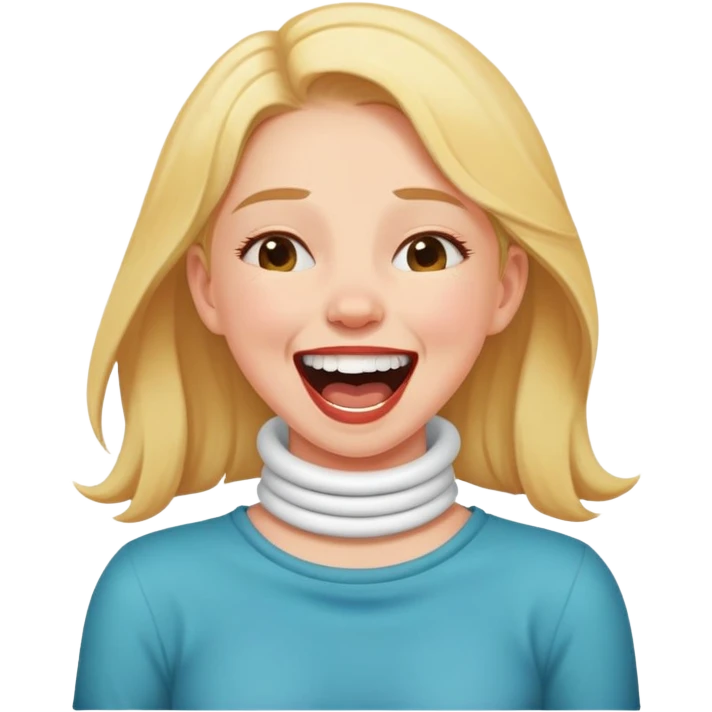 Girl chocking neck while laughing emoji