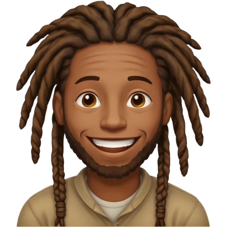 A black guy with dreads trying not to laugh emoji
