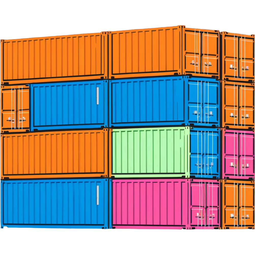 Colorful shipping container, logistics, cargo box emoji
