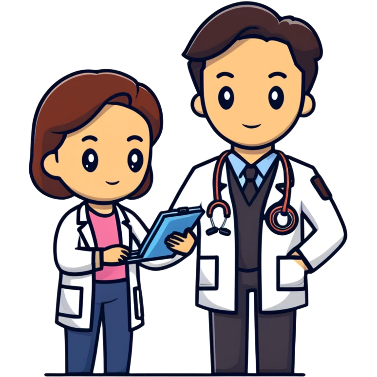 male doctor using stethoscope on female patient emoji