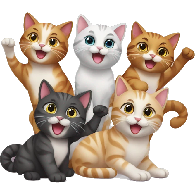 four cats celebrating emoji