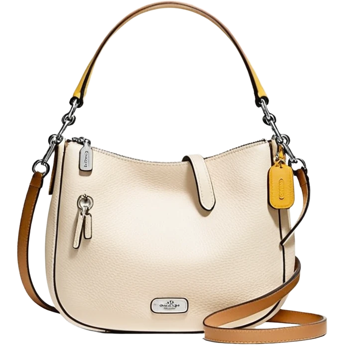 Coach Women's Hadley Mini Crossbody Bag in Pebbled Leather all white beige rectangle
 emoji
