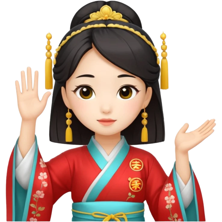 cute and sexy chinese girl in hanfu, saluting with respect emoji