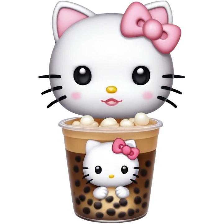 Hello kitty holding boba emoji