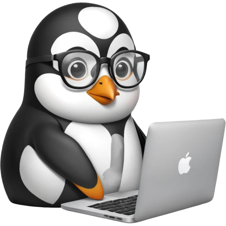 Penguin working on a MacBook emoji