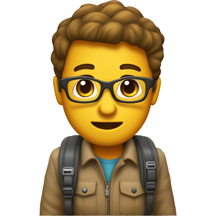 Un'emoji che rappresenta un viaggiatore entusiasta con uno zaino, simbolo di avventure e esplorazioni emoji