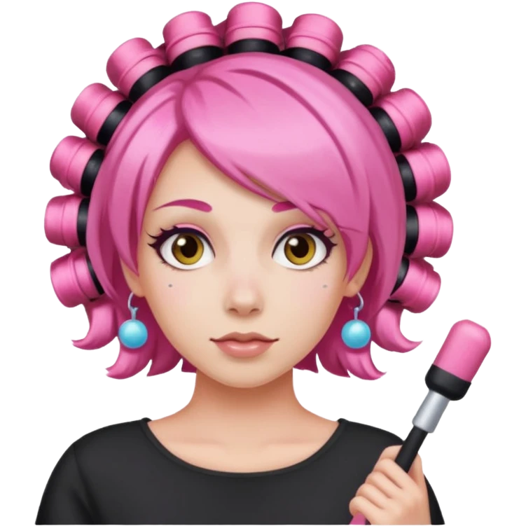 pink hair with hair rollers emoji