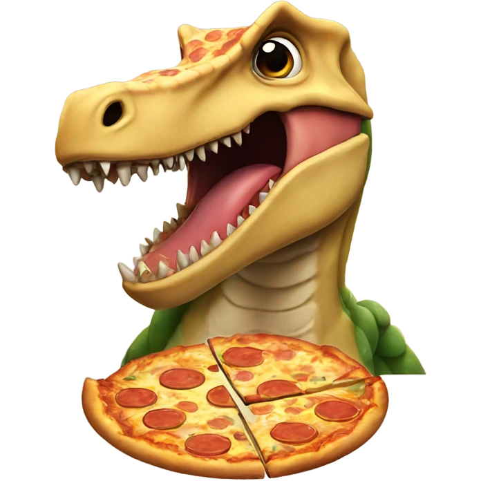 Dinosaur eating pizza emoji