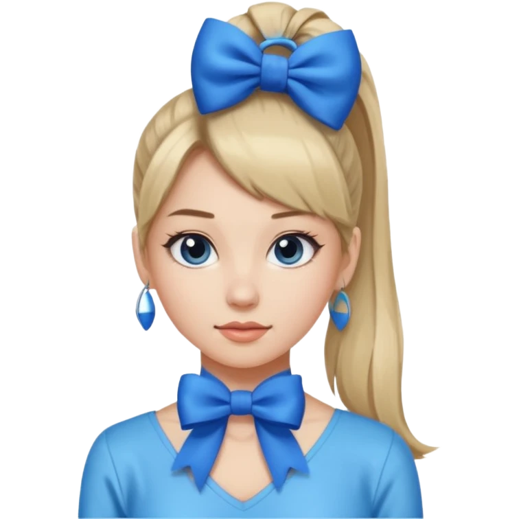 High ponytail with blue bow emoji