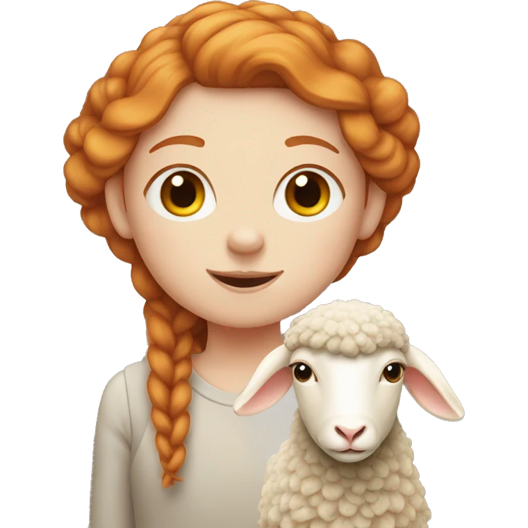Ginger girl with a sheep  emoji