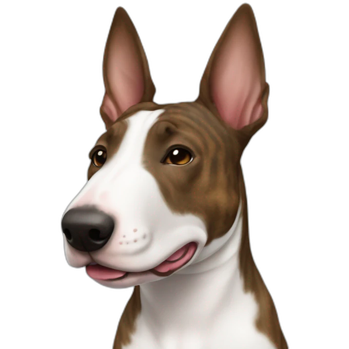 Brindle bullterrier frojt view face emoji