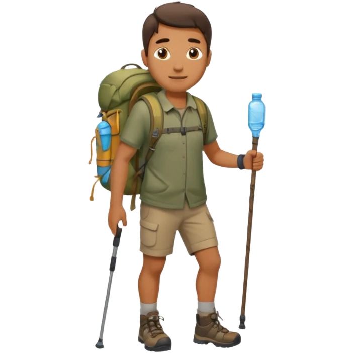 memoji face iphone: men, a solo hiker with carrying a few items and make it face only emoji