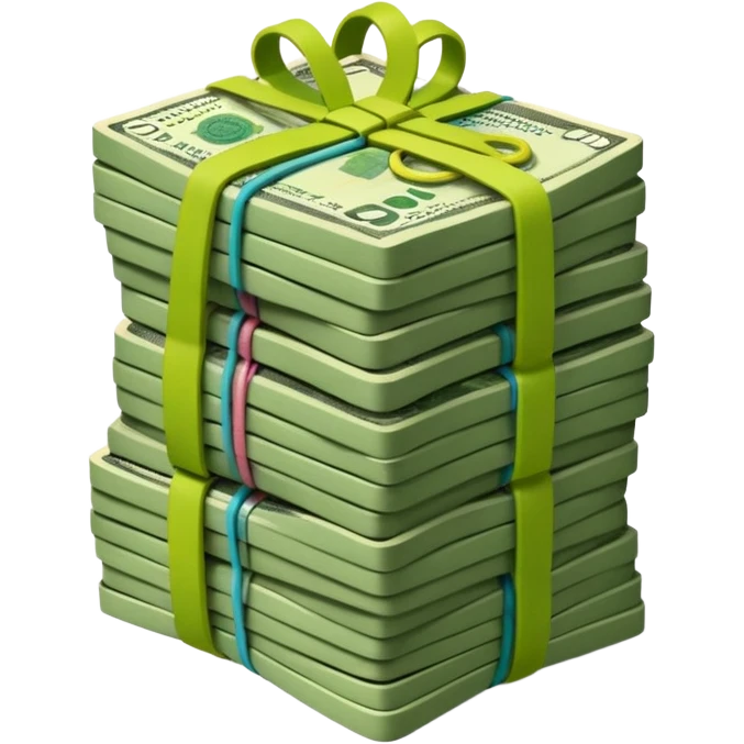 make a stack of candian dollars held togethher by rubber bands emoji