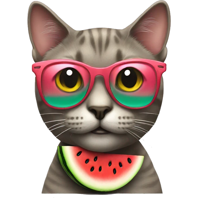 cat with body as watermelon wearing cool glasses emoji