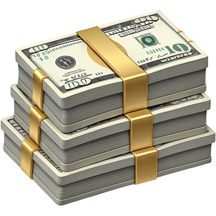 Metallic black-and-white money pack emoji, simple geometric stack of bills,minimal style
 emoji