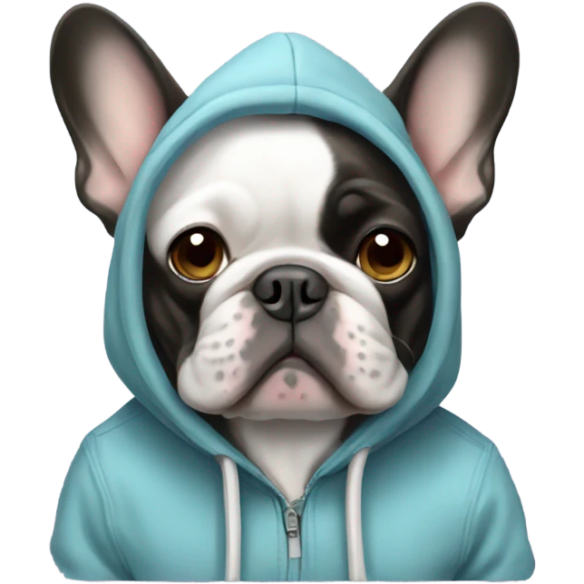 French bulldog wearing a hoodie emoji