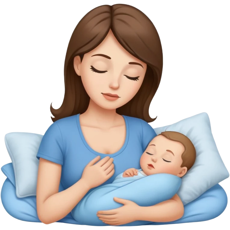 Light brunette fit mom making baby boy go to sleep emoji