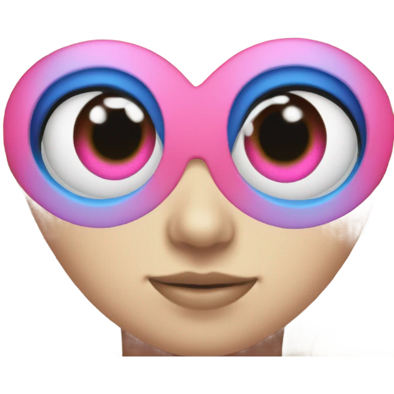 Blue and pink heart eyes  emoji