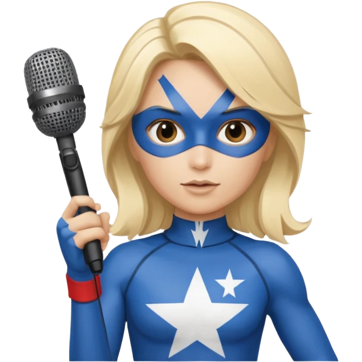 Quebec rockstar super hero blonde Quebec flag and microphone emoji