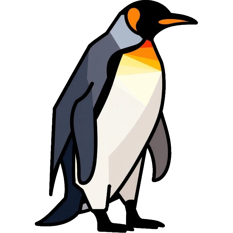 geometric penguin with angular shapes, made of triangles and polygons emoji