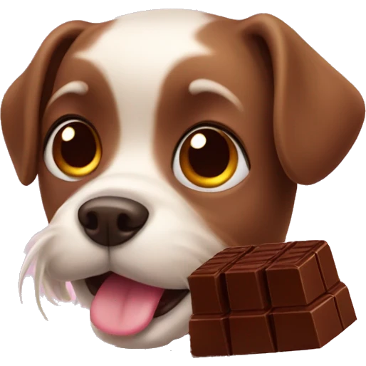 Cute dog with chocolate  emoji