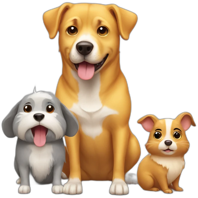 yellow dog, brown dog and a gray hamster emoji