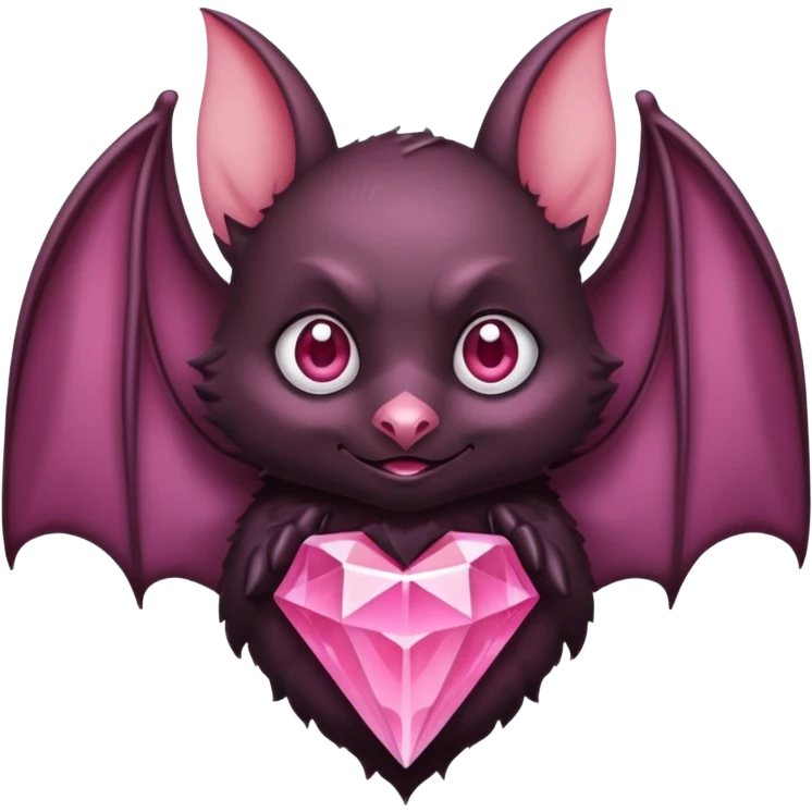 a normal bat witha pink diamond in its forhead, the full bat with his body, the diamond only in the forhead emoji