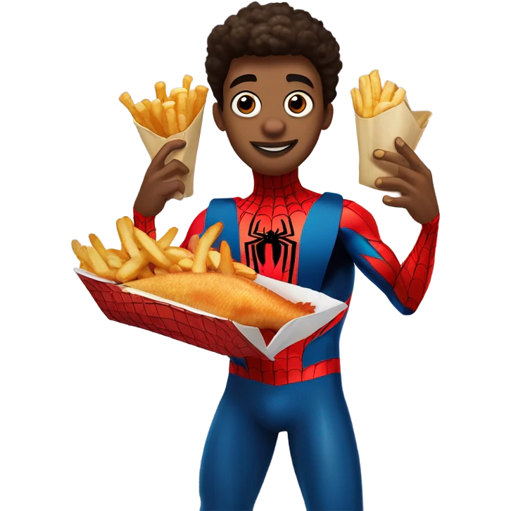 spider-man holding fish and chips emoji